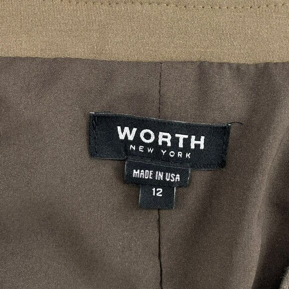 Worth Cardigan Jacket Women Sz 12 Taupe Button-Up Ribbed V-Neck Stretch Pockets - Picture 12 of 13